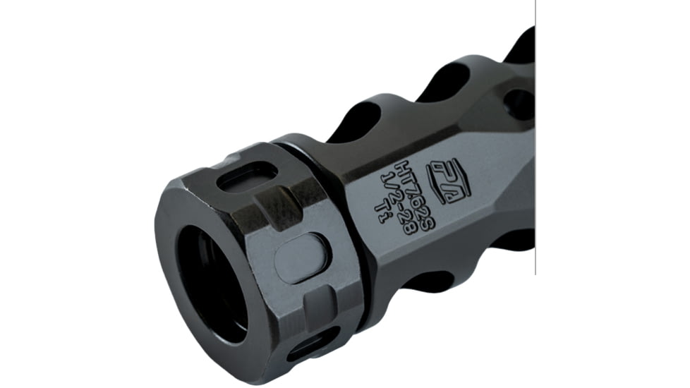 Precision Armament HYPERTAP Ti Muzzle Brake, Titanium-Slim, 6.5mm/.264Cal, 5/8-24, Black, A04814