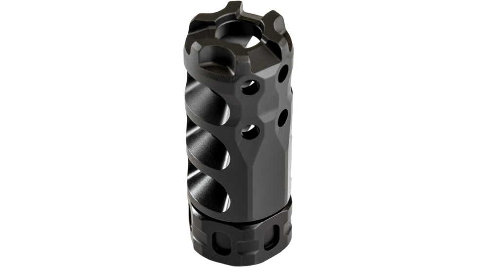 Precision Armament HYPERTAP Ti Muzzle Brake, Titanium-Slim, 6.5mm/.264Cal, 5/8-24, Black, A04814