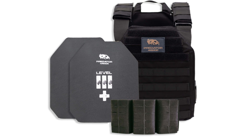 Predator Armor Level III+ Loaded Bundle, Black, 16x12, BDL-3+KWLBDL-BK