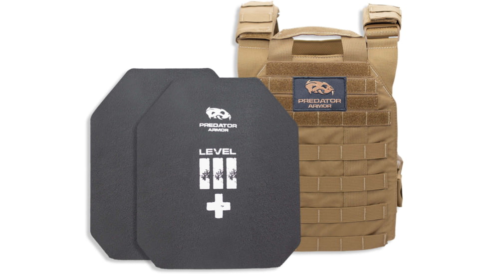 Predator Armor Level III+ Plate Carrier Package, Coyote, 16x12, BDL-3+KWPCPKG-CY