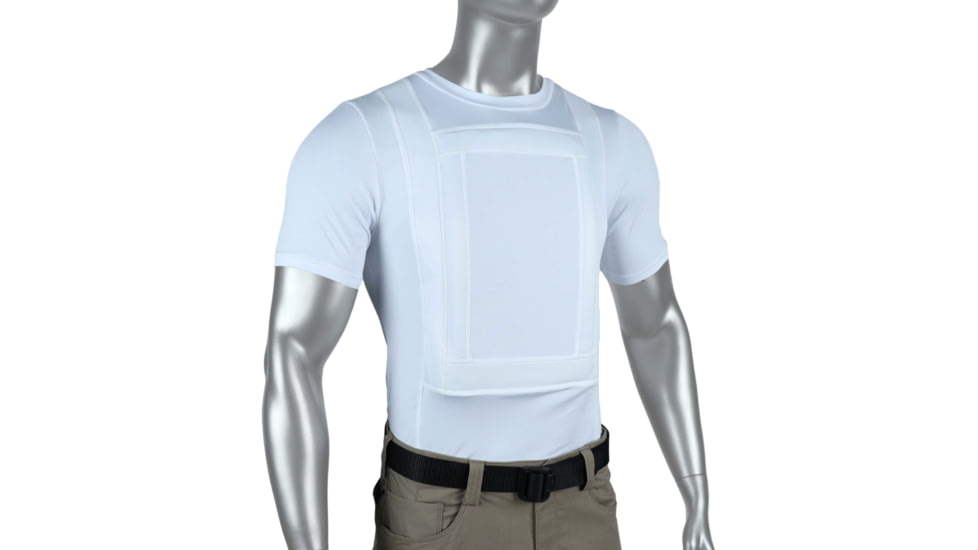 Premier Body Armor Everyday Armor T-Shirt w/ Two Level IIIA Armor Panels, 7.75x12.75 inch, White, Small, EAT-WHITE-S-SP-9099