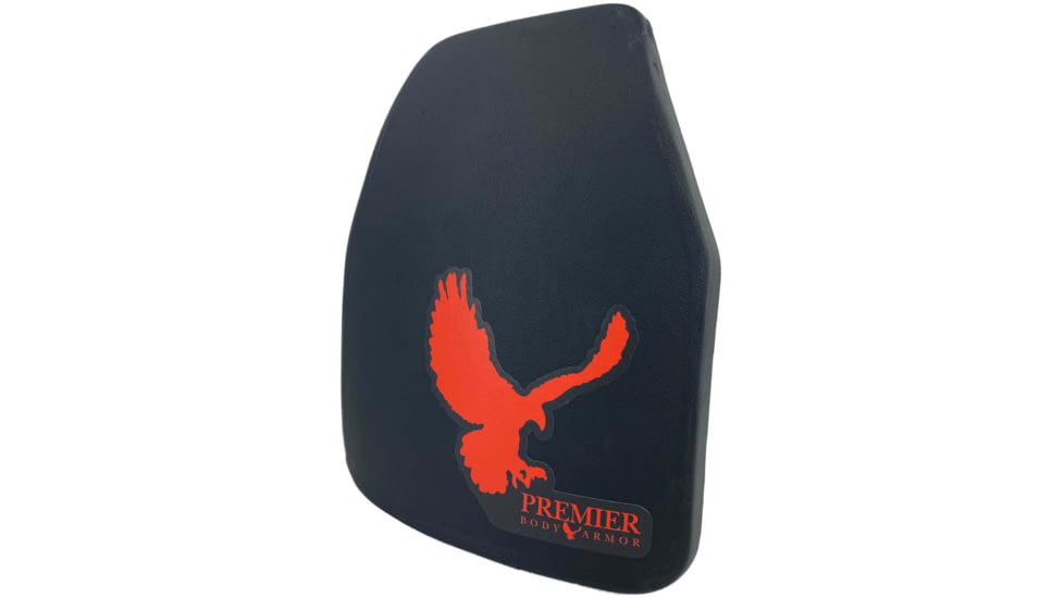 Premier Body Armor STRATIS Armor Plate, Level III, Multi-Curve, Shooters Cut, Black/Orange Eagle, 10 x 12 Multi-Curve, STR-9260-OR
