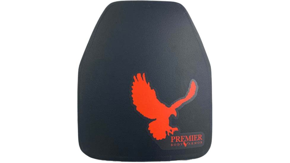 Premier Body Armor STRATIS Armor Plate, Level III, Multi-Curve, Shooters Cut, Black/Orange Eagle, 10 x 12 Multi-Curve, STR-9260-OR