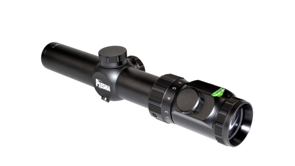 Presma 1-6x28 RXR6 Professional Series Precision Scope, Etched RXR6 Reticle, Tri Illumination, Fully Multi-Coated Lenses, 35mm Tube, CR2032, Black RXR6 1-6X28