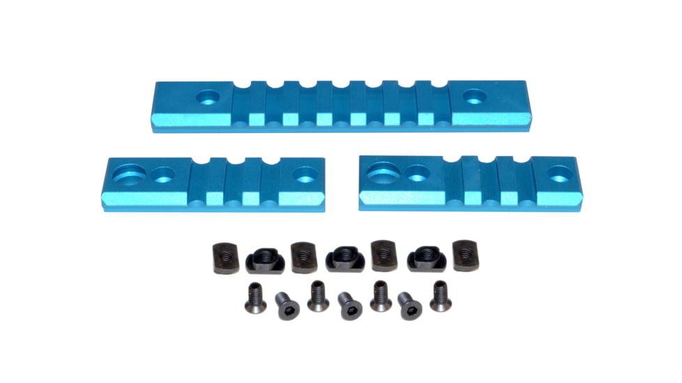 Presma 2 Pcs 3 Slot 1 7 Slot Picatinny Rail Section Kit for M-LOK Style Slots, with Sling Swivel Adapter, Blue, RLMLK1-BL