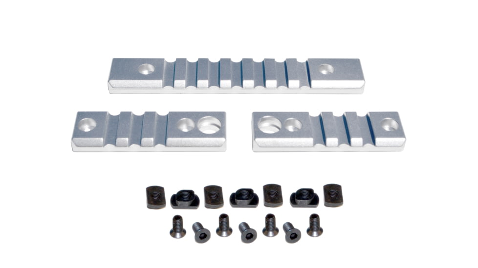 Presma 2 Pcs 3 Slot 1 7 Slot Picatinny Rail Section Kit for M-LOK Style Slots, with Sling Swivel Adapter, Silver, RLMLK1-S