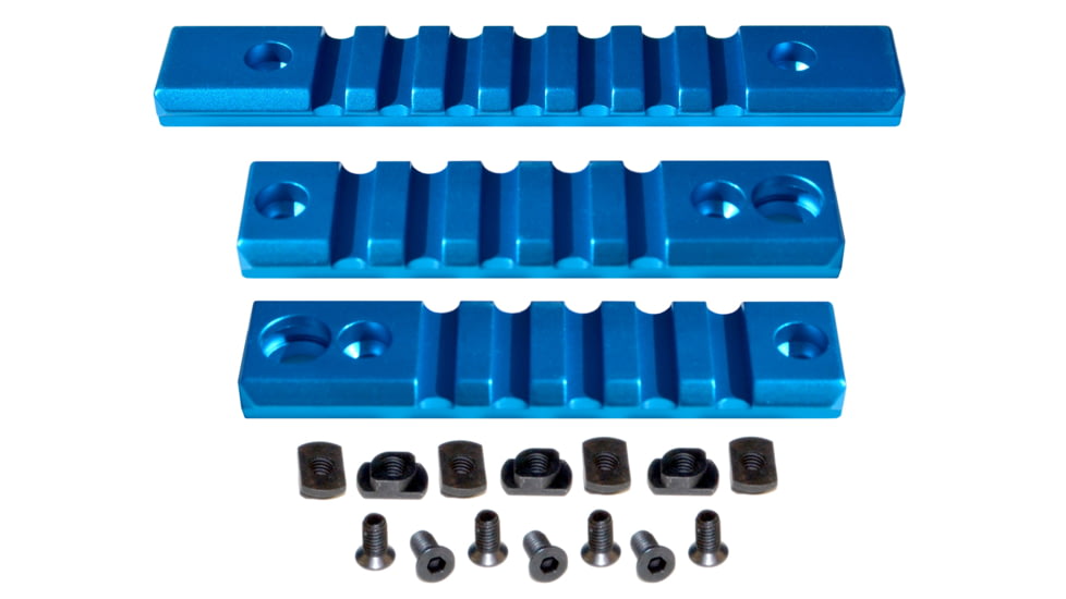Presma 2 Pcs 5 Slot 1 7 Slot Picatinny Rail Section Kit for M-LOK Style Slots, with Sling Swivel Adapter, Blue, RLMLK2-BL
