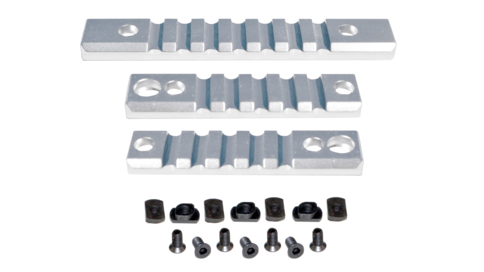 Presma 2 Pcs 5 Slot 1 7 Slot Picatinny Rail Section Kit for M-LOK Style Slots, with Sling Swivel Adapter, Silver, RLMLK2-S