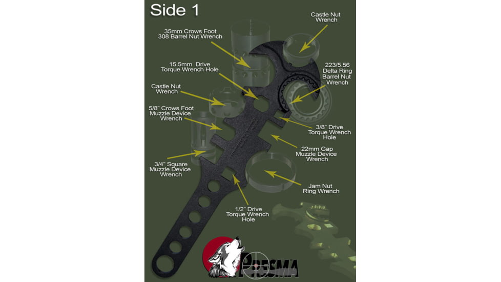 Presma .223/.308 Dual COMBO Wrench for Gunsmith Armorers Tool for Free Float Barrel Nuts, Black, ARTL23