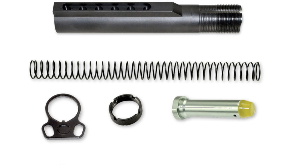 Presma AR15 Mil-Spec Buffer Tube Kit w/ Dual Sling End Plate, Black, UB-AS5P10