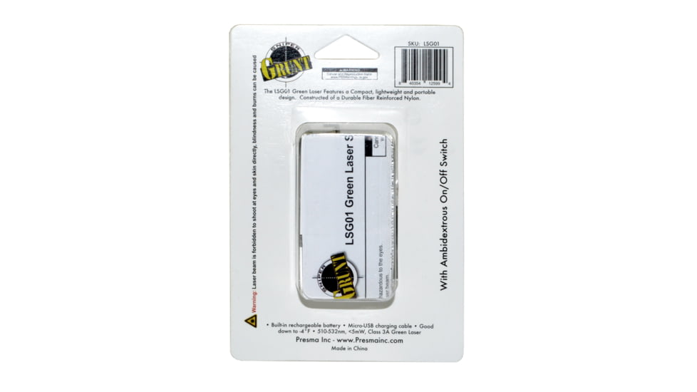 Presma Compact Green Laser Sight for Picatinny Rails, with Ambidextrous On/Off Switch, Black, LSG01