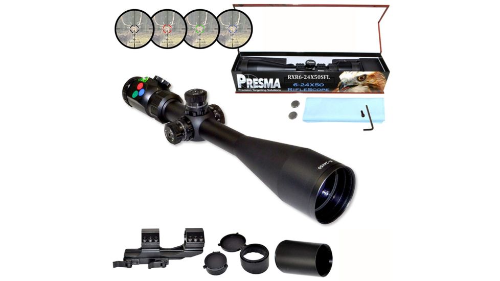 Presma Hawk Series 6-24X50 Precision Scope, RGB RXR Glass Reticle, Black, PRHA021