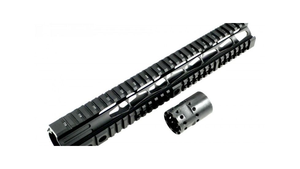 Presma Kangaroo Series AR Style Free Float Handguard Quad Rail Mount, Black, 12 in PRKA031
