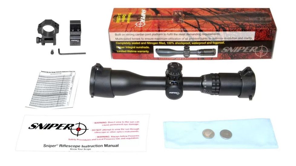 Sniper 3-12X40mm Compact Scope QTA W/E RGB Dual Illumination Mil Dot, Black, LT3-12x40ML