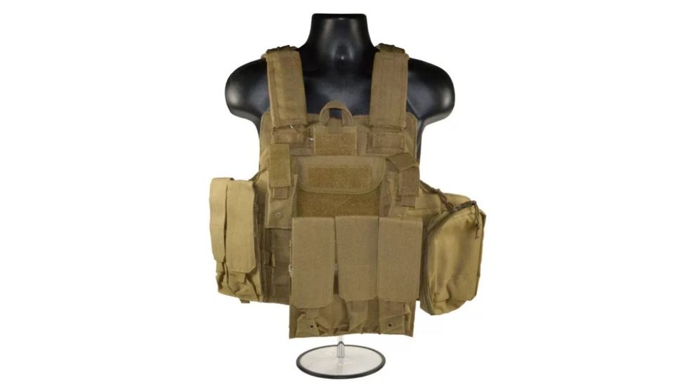 Sniper Cross Draw Tactical Multi Function Vest, Tan, ASVT02-T
