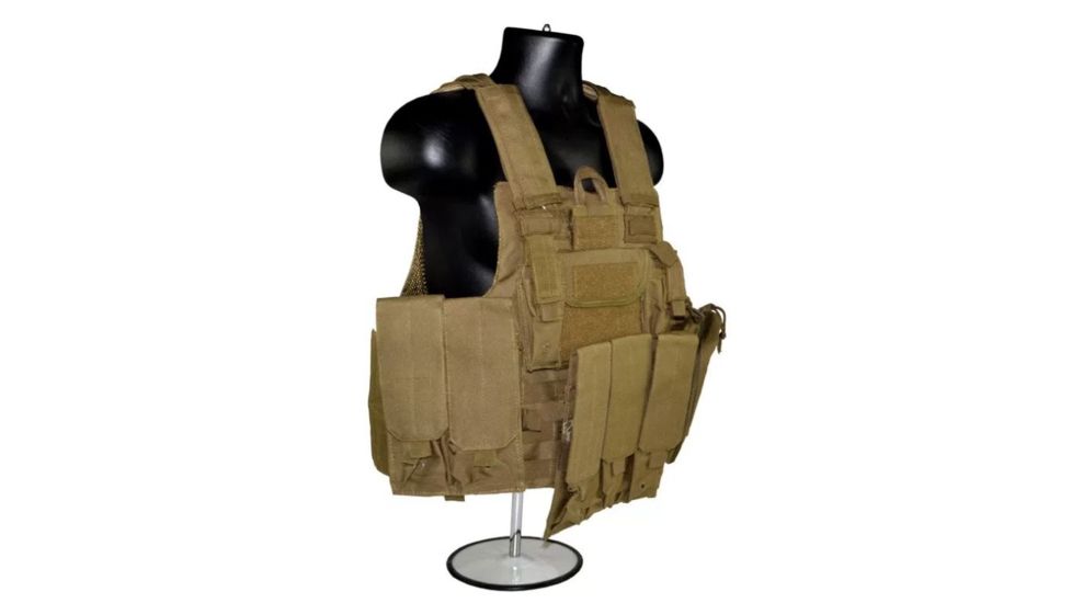 Sniper Cross Draw Tactical Multi Function Vest, Tan, ASVT02-T