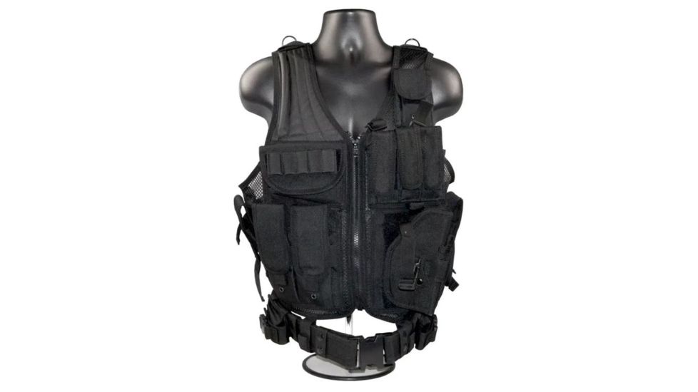 Sniper Tactical Multi Function Molle Plate Vest with Carrier for Bullet Clips/Bullets with Pouch, Black, ASVT01-B