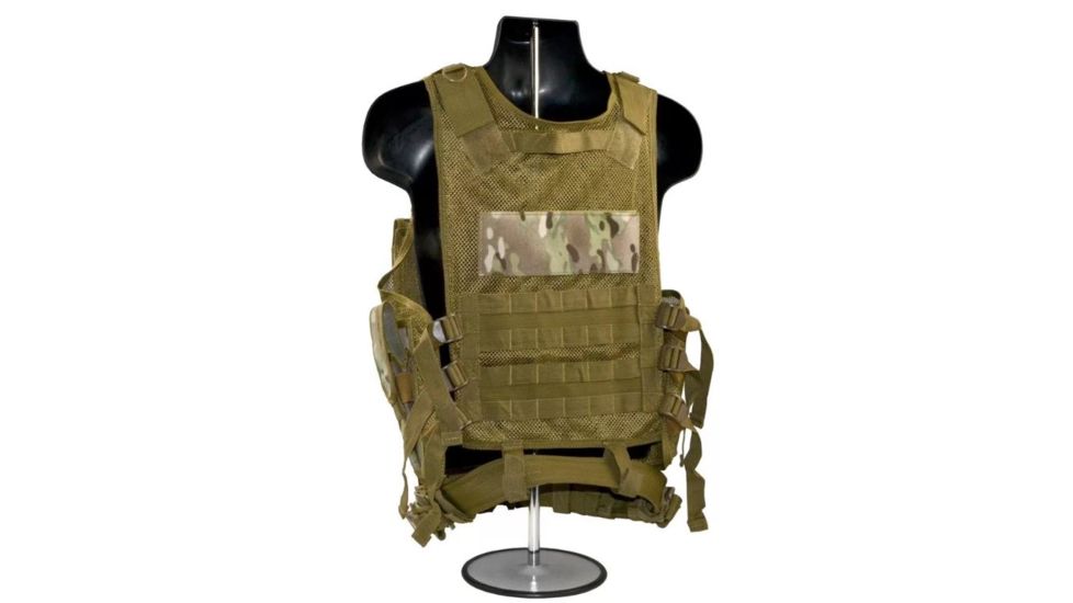 Sniper Tactical Multi Function Molle Plate Vest with Carrier for Bullet Clips/Bullets with Pouch, Camo Tan, ASVT01-TC