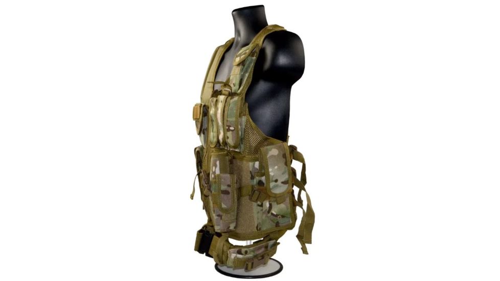 Sniper Tactical Multi Function Molle Plate Vest with Carrier for Bullet Clips/Bullets with Pouch, Camo Tan, ASVT01-TC