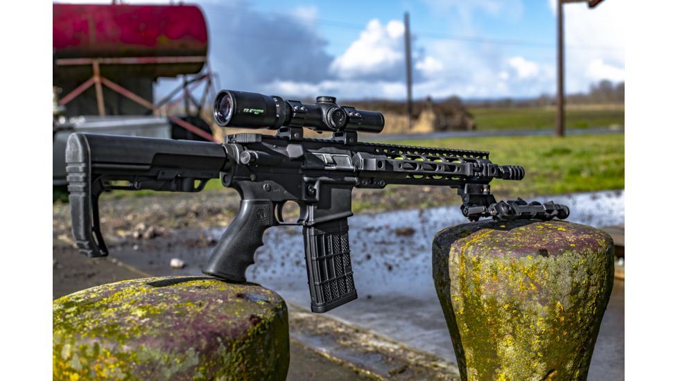 Pride Fowler Industries RR-Evolution-3G Rifle Scope, 1-6x24mm, 30mm Tube, First Focal Plane, Red Illumination, Rapid Reticle 3G BDC Reticle, Green, RR007-FDE