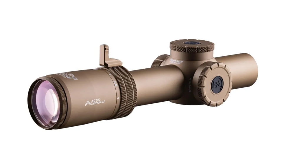 Primary Arms Compact PLx 1-8x24mm Tube Rifle Scope, First Focal Plane, ACSS Griffin MIL G2 Reticle, FDE, 610224