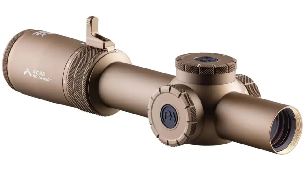Primary Arms Compact PLx 1-8x24mm Tube Rifle Scope, Second Focal Plane, ACSS Nova-5.56 Reticle, FDE, 610212