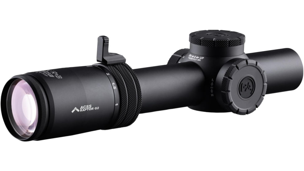 Primary Arms PLx Gen II Compact RDB 1-8x24mm 30mm Tube Rifle Scope, First Focal Plane, ACSS Raptor Yard 5.56/.308 Reticle, Black, 610210