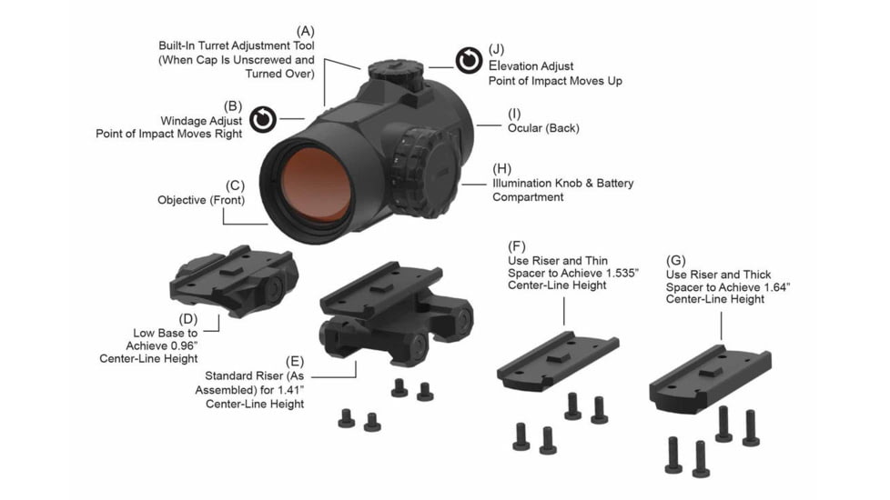 EDEMO Primary Arms SLx Series Red Dot Sight 25mm Lens, 2 MOA Red Dot, Black, 810005, EDEMO6