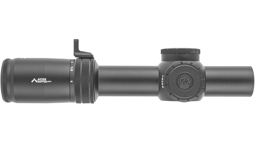 Primary Arms Compact PLx Rifle Scope, 1-8x24mm, 30 mm Tube, First Focal Plane, ACSS Raptor M8 Meter Reticle, Black, 610148