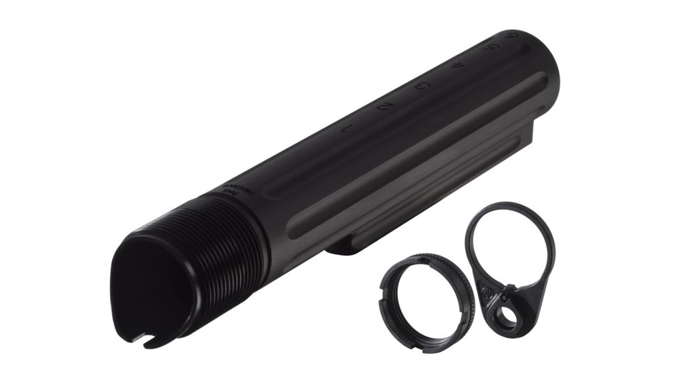 Primary Weapons Systems PWS Enhanced Buffer Tube, Mil-Spec Gen 2 Ratchet Lock endplate, Black, AR-15, 4G2BTMB-1F