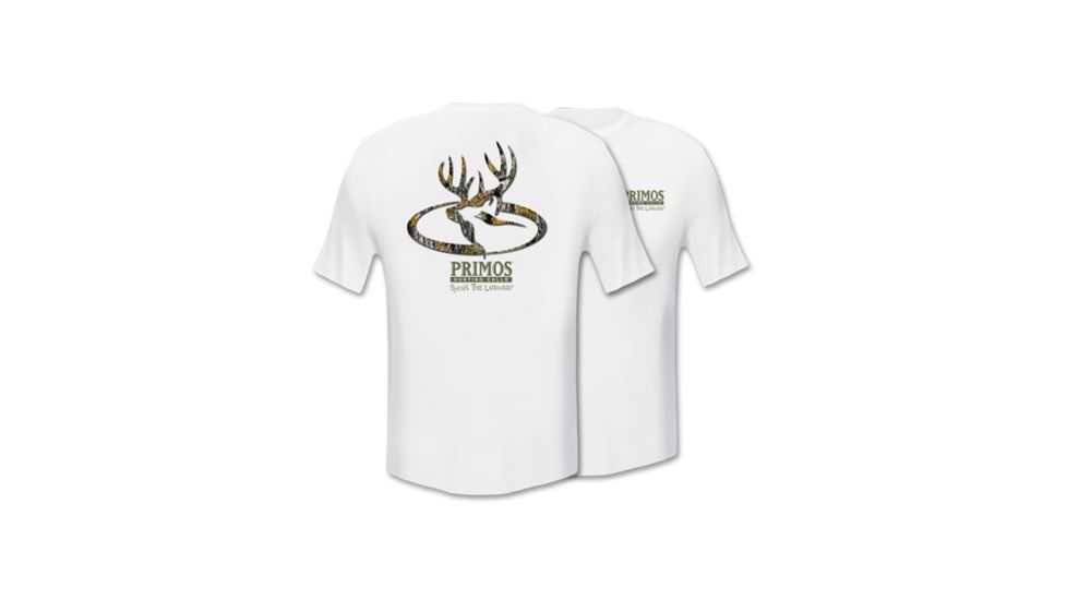 Primos Hunting Camo Oval Deer Short Sleeve Shirt - White, Medium 53505