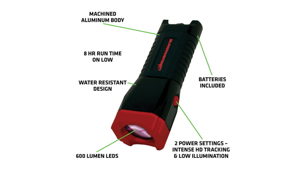 Primos Bloodhunter HD LED Flashlight, CR123, 600 Lumens, Black/Red, 61107