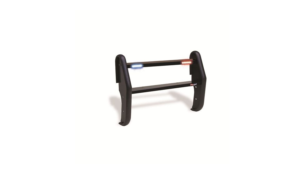 Pro-Gard Industries Black Powder Coated Steel, Standard Push Bumper W/ Intergrated, Two Head, 1/2 Red 1/2 Blue Led Ions - PB53CC11ION2RB
