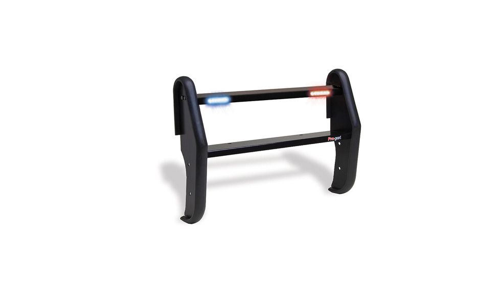 Pro-Gard Industries Black Powder Coated Steel, Standard Push Bumper W/ Intergrated, Two Head, All Red Led Ions - PB36INT13ION2R