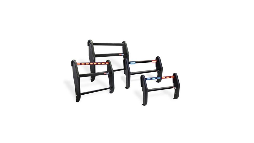 Pro-Gard Industries Black Powder Coated Steel, Standard Push Bumper With Integrated, Two Head, All Red Ions - PB81FT09ION2B