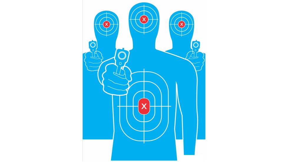 Pro-Shot Pro-Shot 13in x 20in Tactical Target w/ Adhesive Backing, Pack of 6, P3-Tactical, Red/Blue/White, P3-Tactical