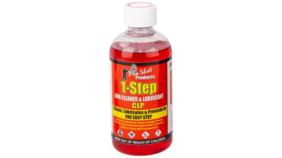 Pro-Shot 2 Step Gun Cleaner and Lubricant - 1 Step Solvent/Lube, Red, 8 oz. 1STEP-8