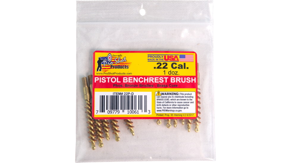 Pro-Shot .22 Caliber Pistol Brush Dozen Pack, 12 Quantity, 22P-D