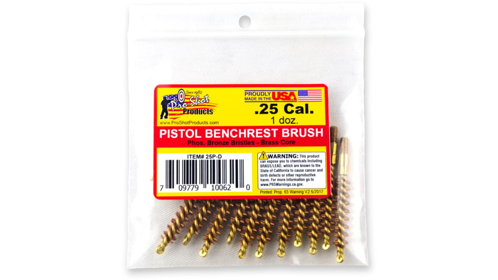 Pro-Shot .25 Caliber Pistol Brush Dozen Pack, 12 Quantity, 25P-D