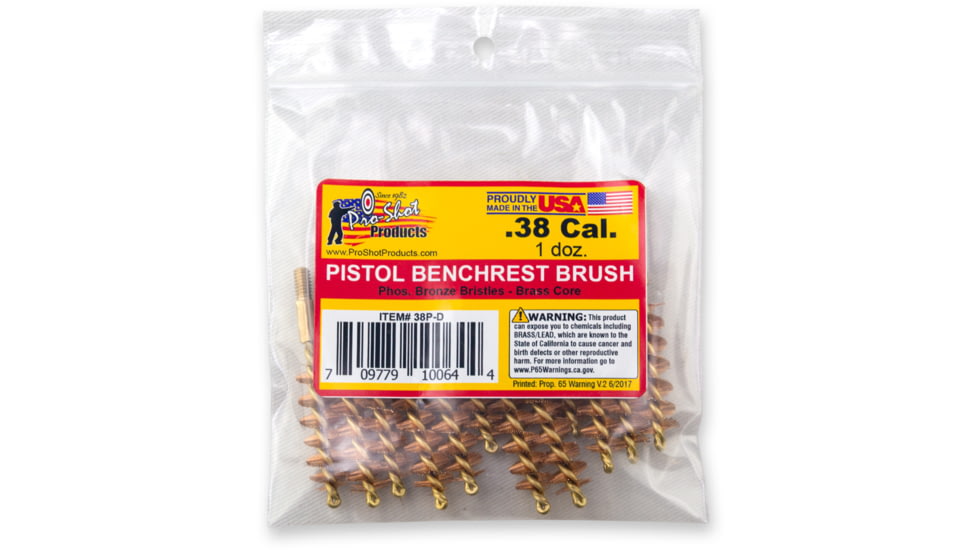Pro-Shot .38 Caliber Pistol Brush Dozen Pack, 12 Quantity, 38P-D