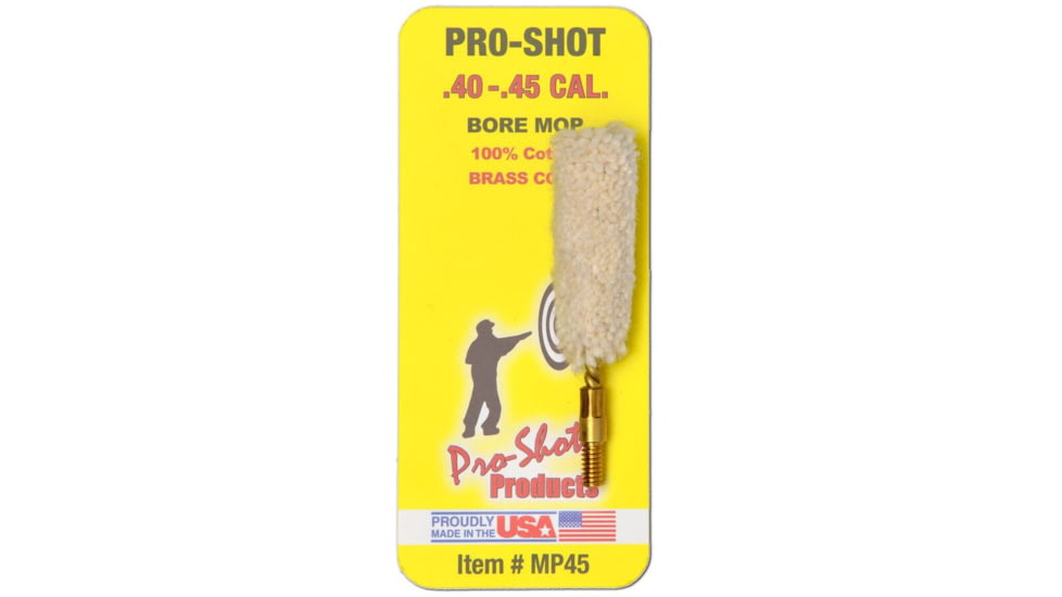 Pro-Shot .40-.45 Cal Cotton Bore Mop, Pack of 12, MP45-CS