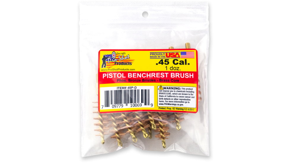 Pro-Shot .45 Caliber Pistol Brush Dozen Pack, 12 Quantity, 45P-D
