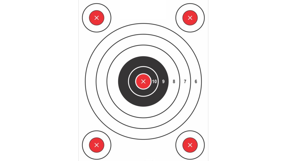Pro-Shot Pro-Shot 9in x 13in 5 Bullseye Target w/ Adhesive Backing, Pack of 6, P1-Bullseye, Red/Black/White, P1-Bullseye