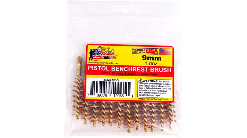 Pro-Shot 9mm Pistol Brush Dozen Pack, 12 Quantity, 9P-D