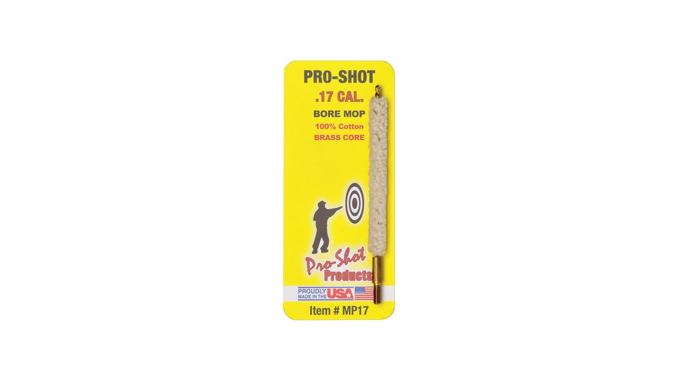 Pro-Shot Pro-Shot Bore Mop .17 Caliber, White w/ Brass Core, MP17
