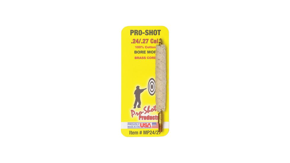Pro-Shot Pro-Shot Bore Mop .24-.27 Calibers, White w/ Brass Core, MP24/27