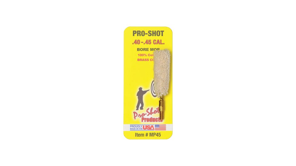 Pro-Shot Pro-Shot Bore Mop .40-.45 Calibers, White w/ Brass Core, MP45