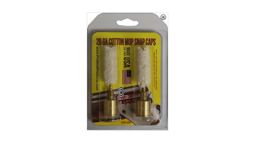 Pro-Shot Pro-Shot Brass Snap Caps With Cotton Mops 20 Gauge Two Per Package, White w/ Brass Head, 20SC