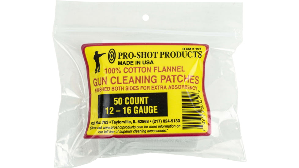 Pro-Shot Cotton Flannel Patches 12-16 Gauge 3 Inch Square 100 Per Bag