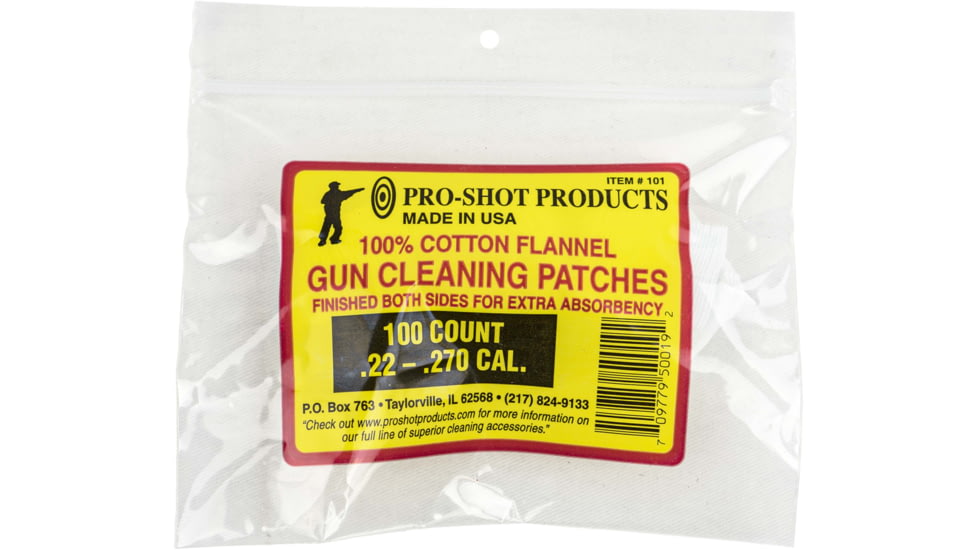 Pro-Shot Cotton Flannel Patches .22-.270 Caliber 1.125 Inch Square 100 Per Bag